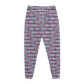 Blue Striped Nautical Anchor Print Jogger Pants