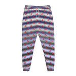 Blue Striped Nautical Anchor Print Jogger Pants