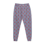 Blue Striped Nautical Anchor Print Jogger Pants