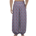 Blue Striped Nautical Anchor Print Lantern Pants