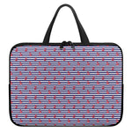 Blue Striped Nautical Anchor Print Laptop Sleeve With Handle