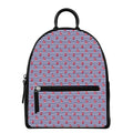 Blue Striped Nautical Anchor Print Leather Backpack