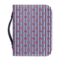 Blue Striped Nautical Anchor Print Leather Bible Cover