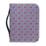 Blue Striped Nautical Anchor Print Leather Bible Cover