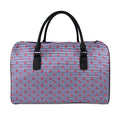 Blue Striped Nautical Anchor Print Leather Duffel Bag