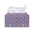 Blue Striped Nautical Anchor Print Leather Tissue Box Cover