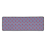 Blue Striped Nautical Anchor Print Long Kitchen Mat