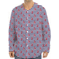 Blue Striped Nautical Anchor Print Long Sleeve Baseball Jersey