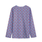 Blue Striped Nautical Anchor Print Long Sleeve Short Coat
