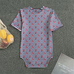 Blue Striped Nautical Anchor Print Men's Bodysuit