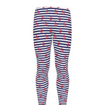 Blue Striped Nautical Anchor Print Men's leggings