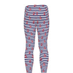 Blue Striped Nautical Anchor Print Men's leggings