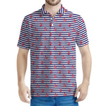 Blue Striped Nautical Anchor Print Men's Polo Shirt