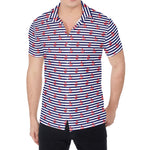 Blue Striped Nautical Anchor Print Men's Shirt