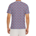 Blue Striped Nautical Anchor Print Men's Short Sleeve Rash Guard