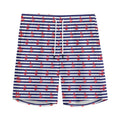 Blue Striped Nautical Anchor Print Men's Athletic Shorts