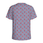 Blue Striped Nautical Anchor Print Men's Sports T-Shirt