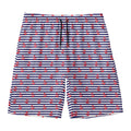 Blue Striped Nautical Anchor Print Men's Swim Trunks