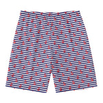 Blue Striped Nautical Anchor Print Men's Swim Trunks