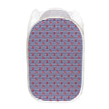 Blue Striped Nautical Anchor Print Mesh Laundry Hamper