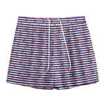 Blue Striped Nautical Anchor Print Mesh Shorts