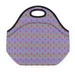 Blue Striped Nautical Anchor Print Neoprene Lunch Bag