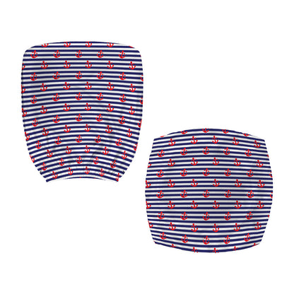 Blue Striped Nautical Anchor Print Office Chair Cover