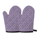Blue Striped Nautical Anchor Print Oven Mitts