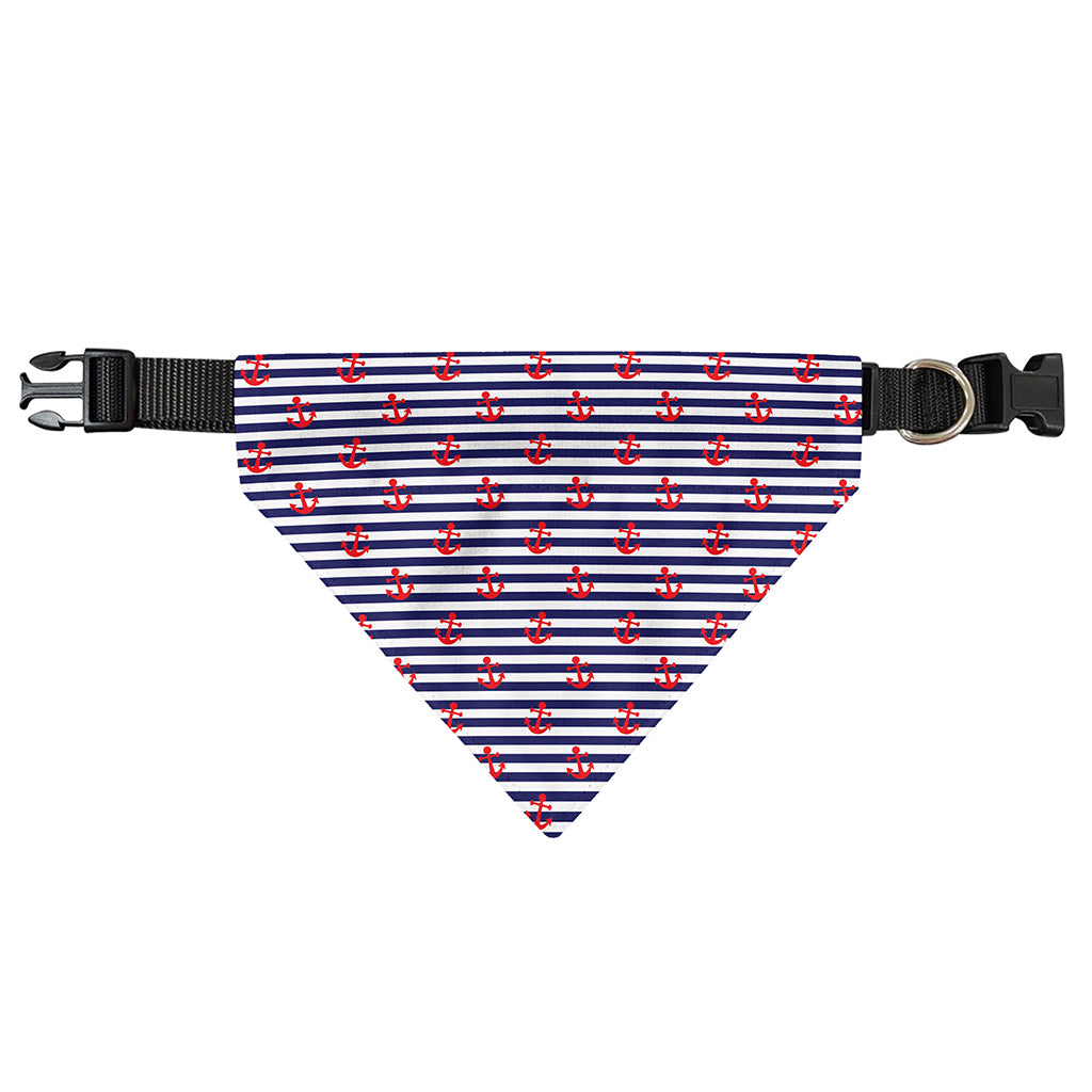 Blue Striped Nautical Anchor Print Over The Collar Dog Bandana