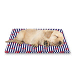 Blue Striped Nautical Anchor Print Pet Cooling Mat Cover