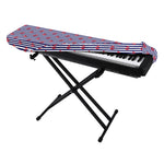 Blue Striped Nautical Anchor Print Piano Keyboard Cover