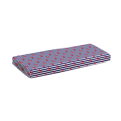 Blue Striped Nautical Anchor Print Piano Keyboard Cover