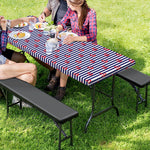 Blue Striped Nautical Anchor Print Picnic Table Cover