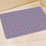 Blue Striped Nautical Anchor Print Polyester Doormat