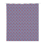 Blue Striped Nautical Anchor Print Polyester Shower Curtain