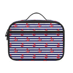 Blue Striped Nautical Anchor Print Portable Lunch Bag