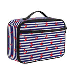 Blue Striped Nautical Anchor Print Portable Lunch Bag
