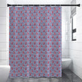 Blue Striped Nautical Anchor Print Premium Shower Curtain