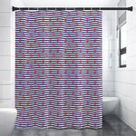 Blue Striped Nautical Anchor Print Premium Shower Curtain