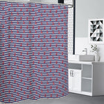 Blue Striped Nautical Anchor Print Premium Shower Curtain