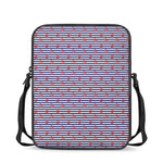 Blue Striped Nautical Anchor Print Rectangular Crossbody Bag
