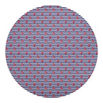 Blue Striped Nautical Anchor Print Round Blanket