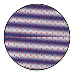 Blue Striped Nautical Anchor Print Round Floor Mat