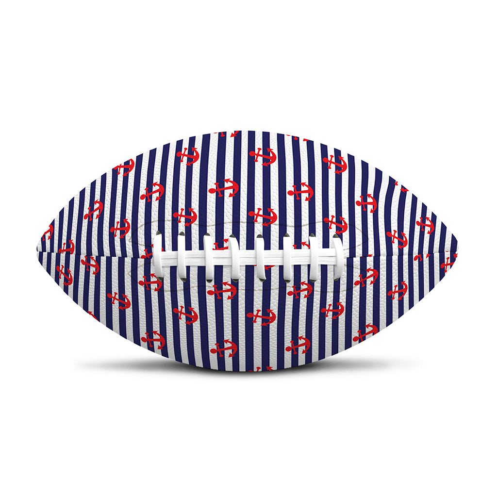 Blue Striped Nautical Anchor Print Rugby Ball