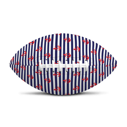 Blue Striped Nautical Anchor Print Rugby Ball