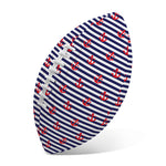 Blue Striped Nautical Anchor Print Rugby Ball