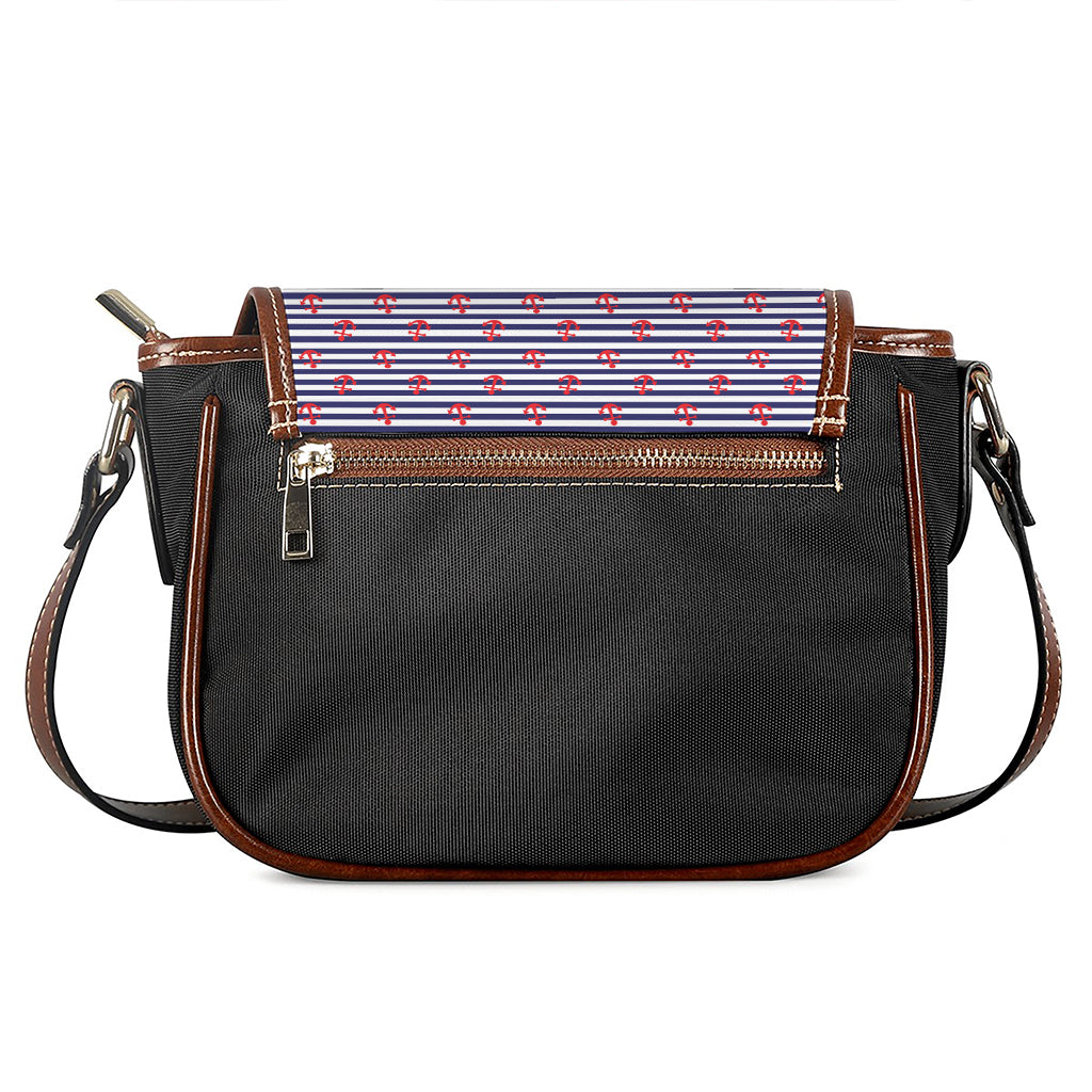 Blue Striped Nautical Anchor Print Saddle Bag