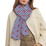 Blue Striped Nautical Anchor Print Scarf