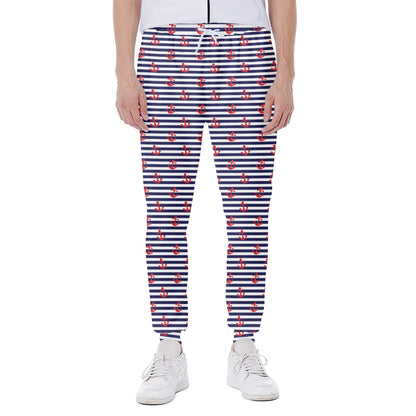 Blue Striped Nautical Anchor Print Scuba Joggers