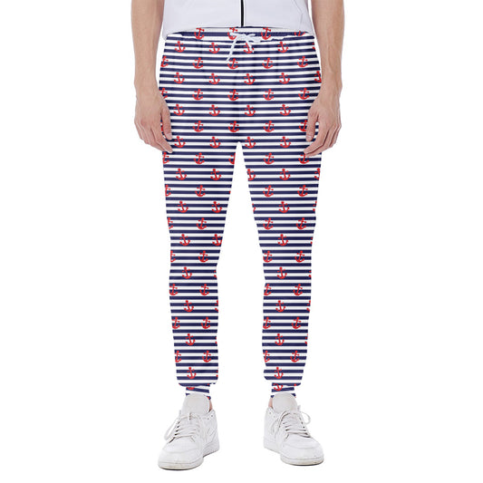 Blue Striped Nautical Anchor Print Scuba Joggers